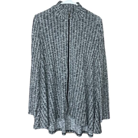 John Mark Sweater Top Full Zip Long Sleeve Marled Gray Size Medium - Picture 1 of 8